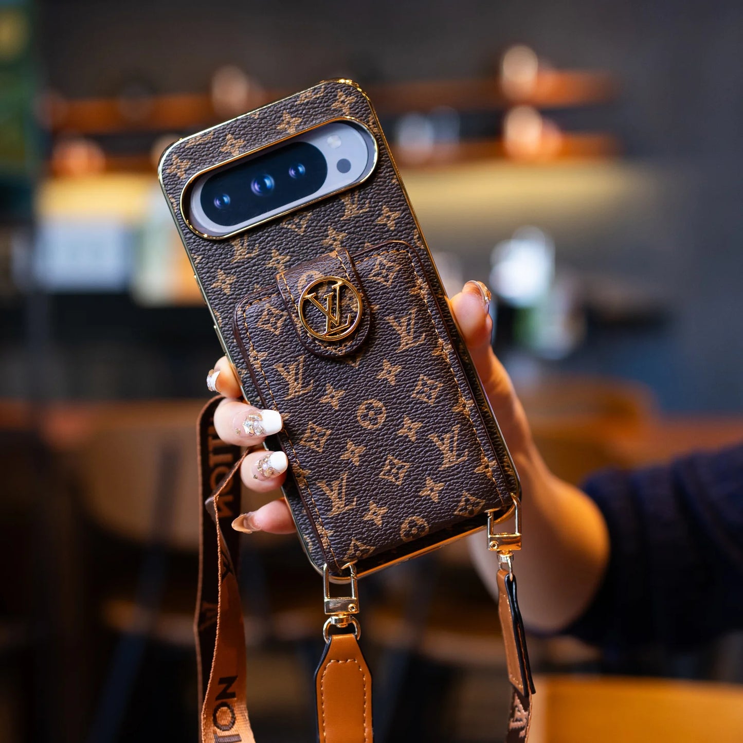 Classic Monogram Crossbody Case for Google Pixel – Luxury-Inspired Elegance