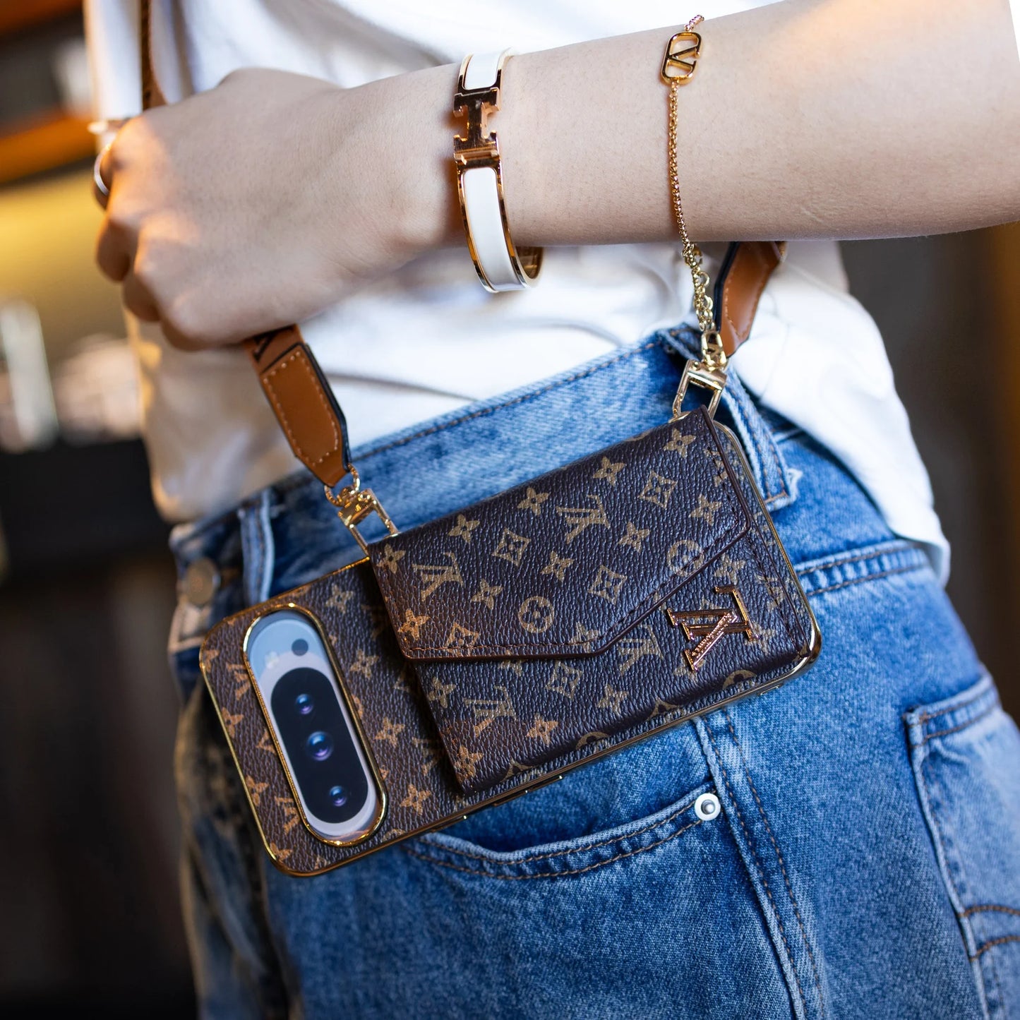 Luxury Crossbody Pixel Case – Designer-Inspired, Slim & Functional