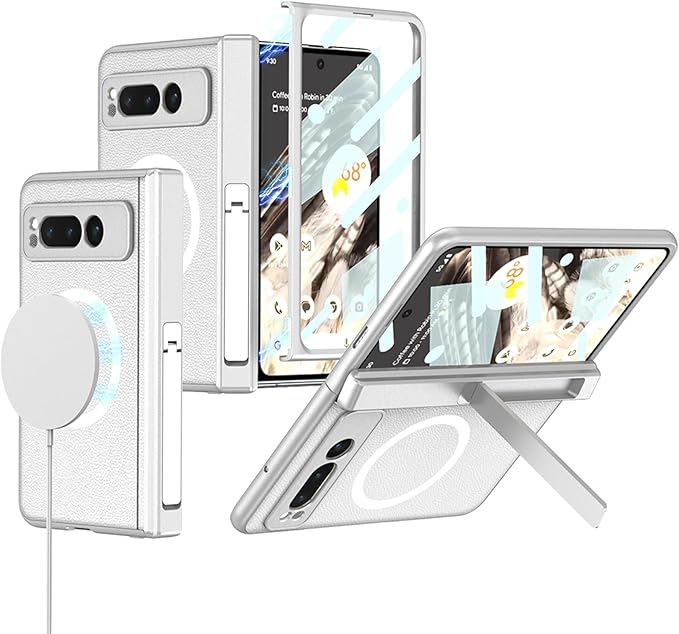 MagSafe Leather Case for Pixel Fold – Hinge & Screen Protection + Invisible Kickstand