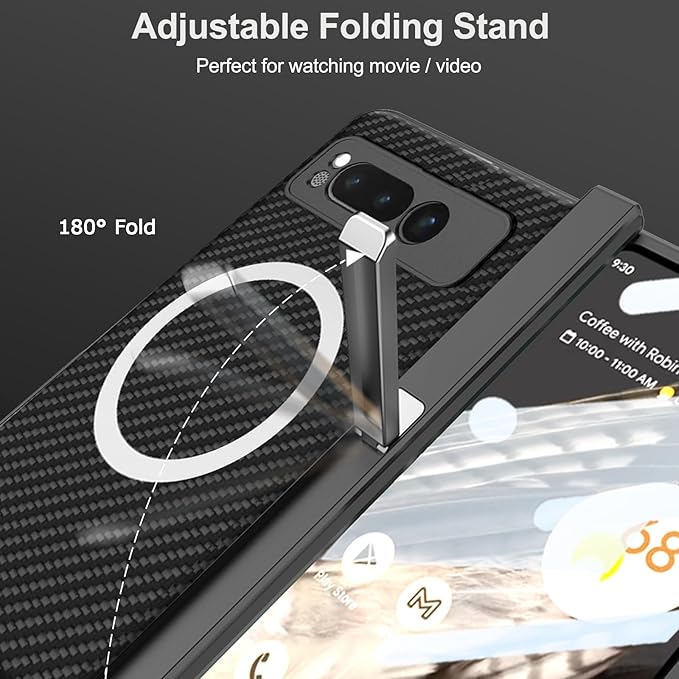 MagSafe Leather Case for Pixel Fold – Hinge & Screen Protection + Invisible Kickstand