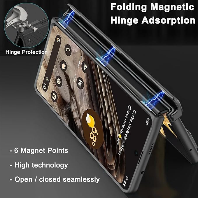 MagSafe Leather Case for Pixel Fold – Hinge & Screen Protection + Invisible Kickstand