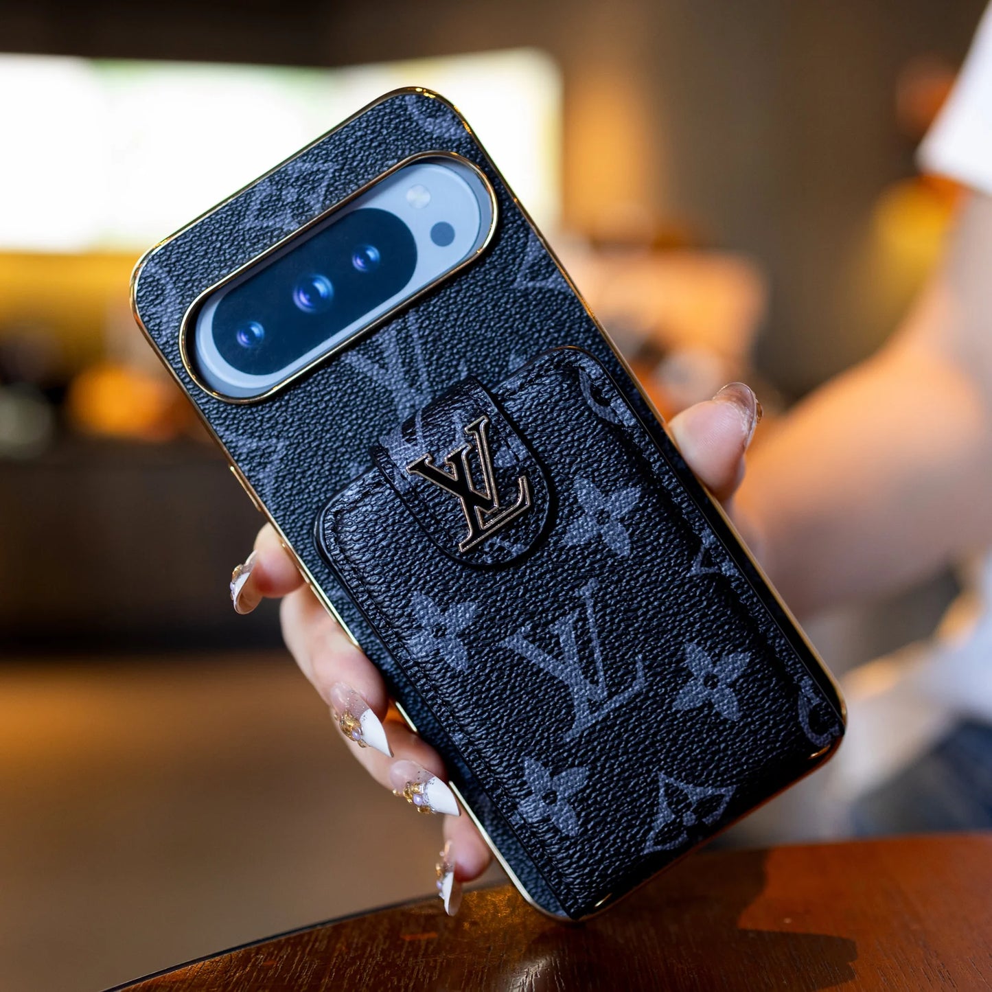 Bold Logo Black Crossbody Case for Google Pixel – Sleek & Statement-Making