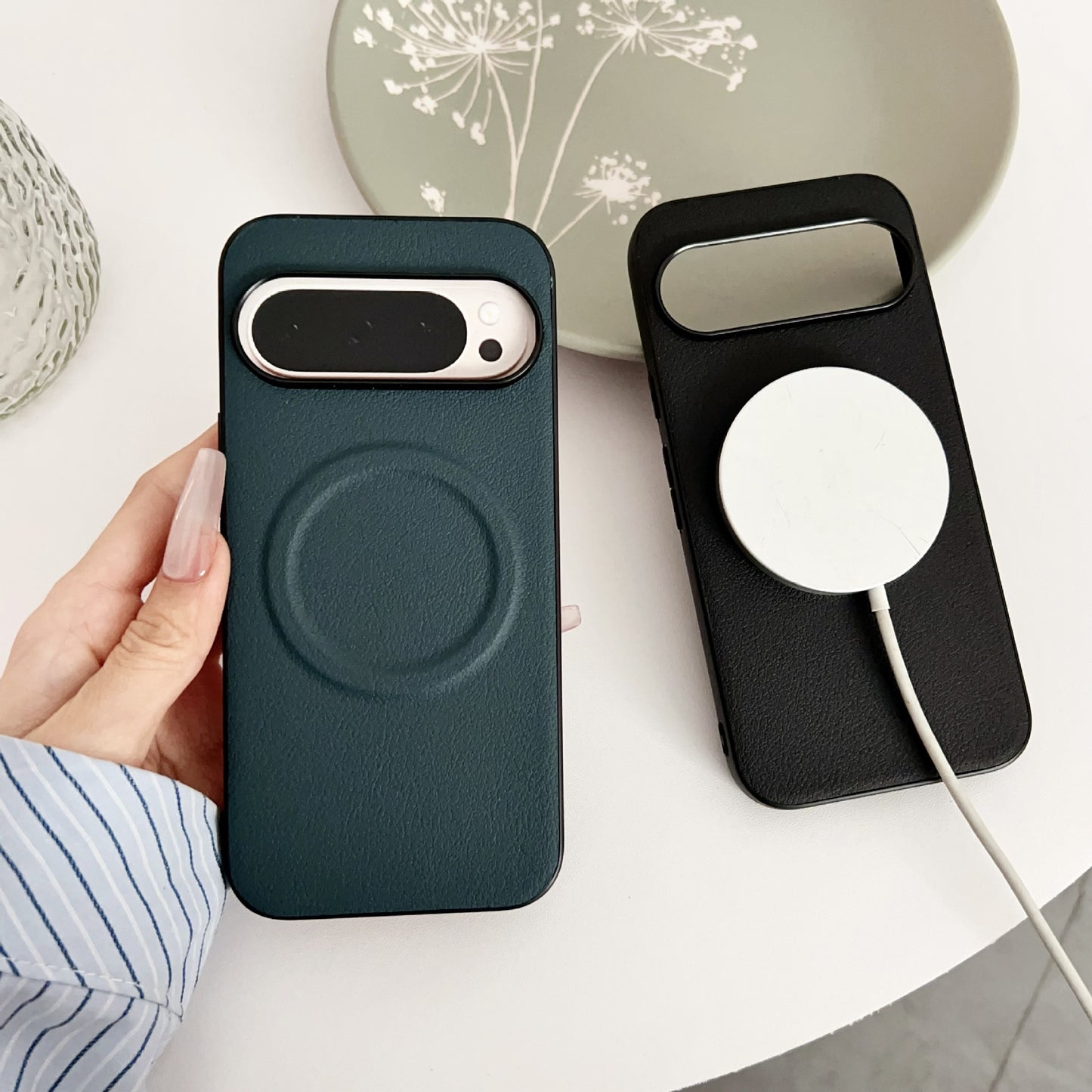 Premium Magnetic Leather Phone Case – Shockproof, Waterproof, with Ring Stand (For Google Pixel Series)