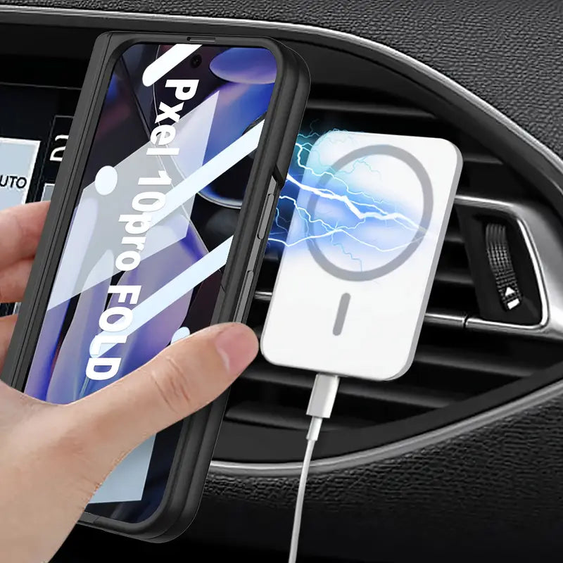 MagSafe Leather Case for Pixel Fold – Hinge & Screen Protection + Invisible Kickstand