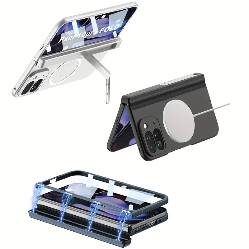 MagSafe Leather Case for Pixel Fold – Hinge & Screen Protection + Invisible Kickstand