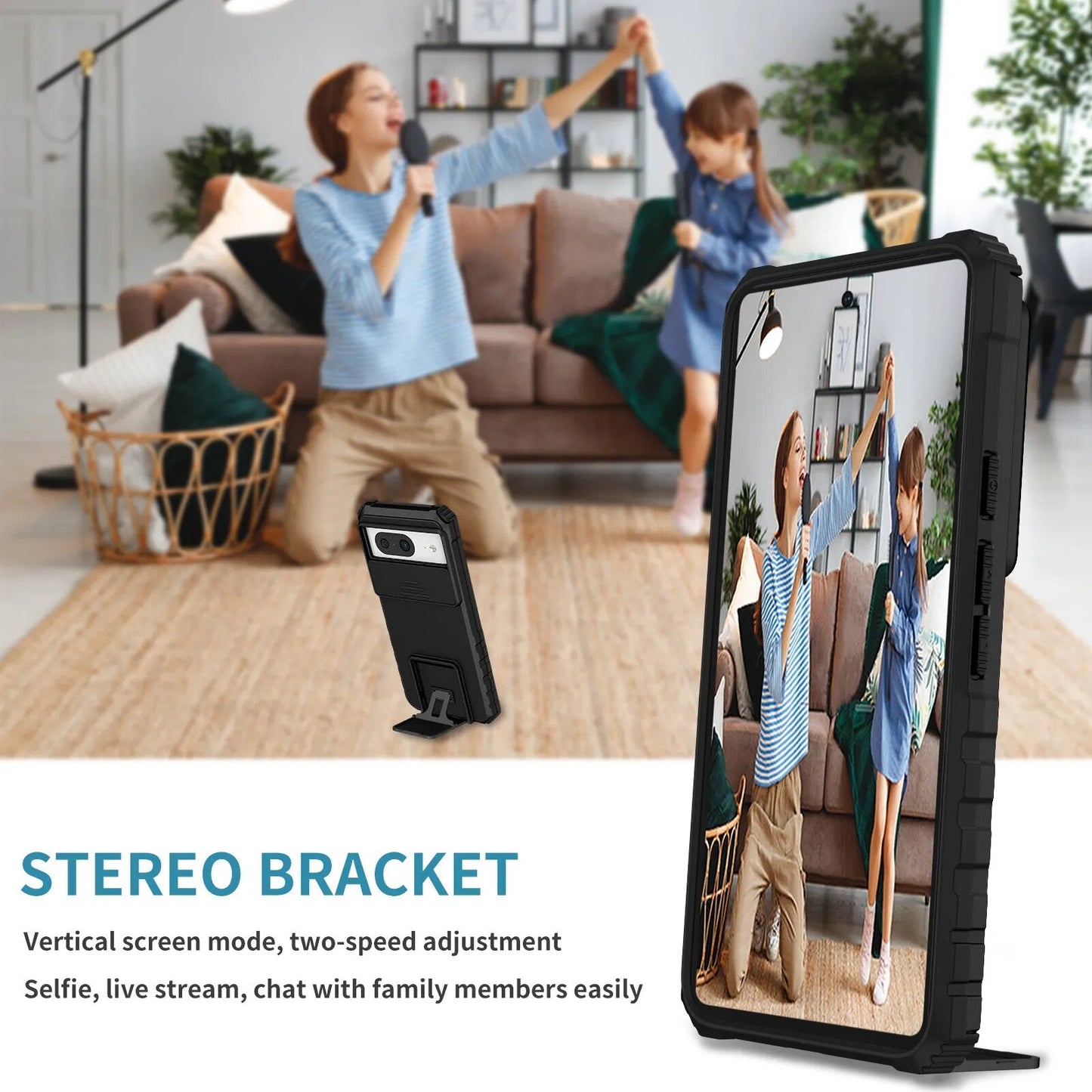 Shockproof Case with Stand Bracket For Google Pixel 8 Series