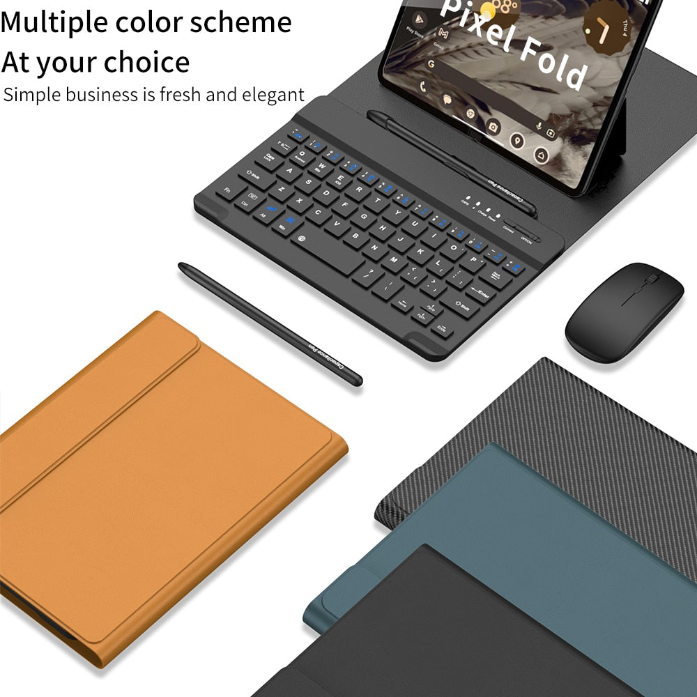 3 in 1 Premium Pixel Fold Case With Wireless Keyboard & Mouse