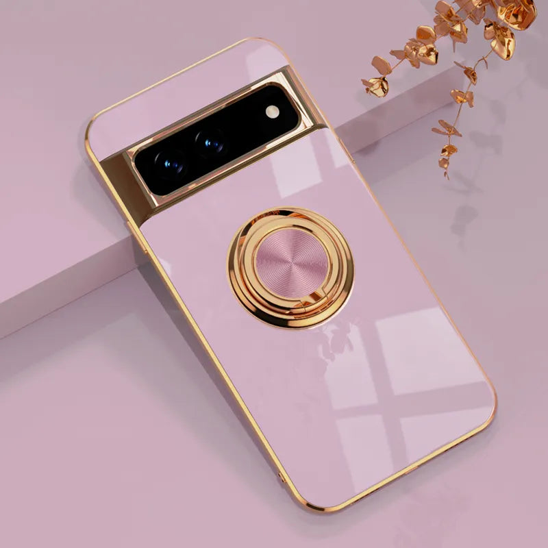 Luxury Electroplating Case with Ring Holder For Google Pixel 8 Series